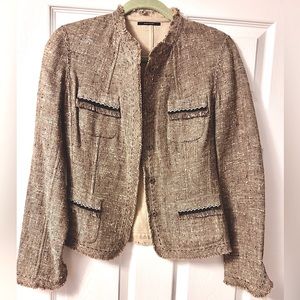 Elie Tahari Raw Edged Tweed Blazer. Small